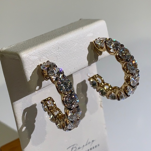 Uternity Hoop Earrings Sterling Silver 925 14K YG - Picture 4 of 12